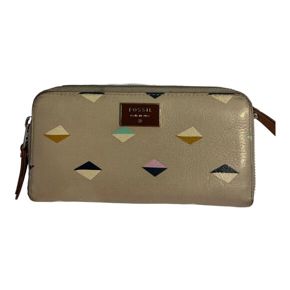 FOSSIL Issue No 1954 Wallet Women's Vintage Genuine Leather Full Zipper Clutch - Picture 5 of 16